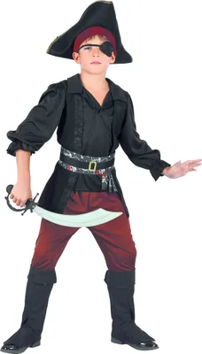 Produktbild von Piraten-Kostüm für Jungen schwarz-rot - 134/140 (10-12 Jahre)