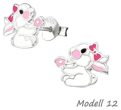 Produktbild von Ohrstecker Ostern: 925 Silber Kinder Ohrringe „Kaninchen / Hase / Osterhase“ Modell 12