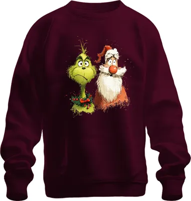 Immagine prodotto di Grinch Father Christmas divertente regalo di Natale cartone animato retrò unisex felpa pullover, Borgogna, XL