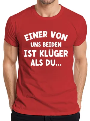 Productafbeelding van Een van ons is slimmer, grappig spreekwoord, humoristisch heren T-shirt, rood, maat XL