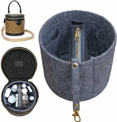 Produktbild von Famanu Organizer für Zylindertaschen - Graues Filz mit abnehmbarer Tasche und Schlüsselanhänger