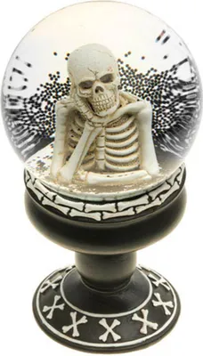 Produktbild von Schneekugel Nachdenkliches Skelett 18 cm Halloween Deko -