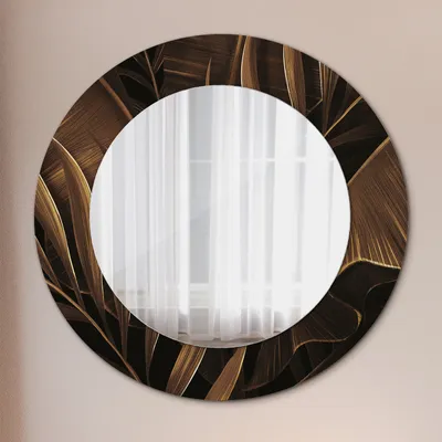 Produktbild von Ø60cm Spiegel - Glasrahmen mit Aufdruck - Wandspiegel Schlafzimmer - bronze banane