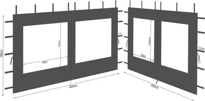 Image de Parois latérales en polyester avec fenêtre, dimensions 300/400 x 195 cm, pour une structure de 3x4 mètres, imperméables
