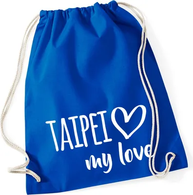 Produktbild von Huuraa Turnbeutel Taipei my love 12 Liter Bright Royal Baumwolle Rucksack Geschenkidee