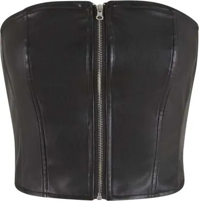 Produktbild von Urban Classics Top Damen Ladies Synthetic Leather Bandeau Top schwarz XL