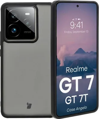Produktbild von Bizon Case Angelo Realme GT 7 / 7T rauchig mit schwarzem Rahmen