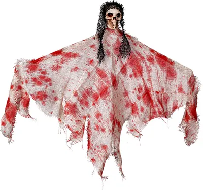 Produktbild von Gruseliger Halloween-Hängegeist, realistisch, mit hängendem Seil, Geistergesicht, Geist, kleine hängende Flagge, Arrangement für Terrasse, Veranda, Außenbereich