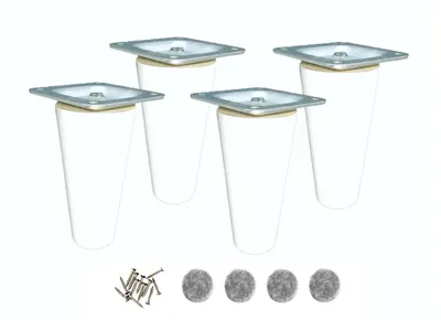 Obrázek produktu pro Dřevěné bukové nohy 9 cm – bílý lak, s montáží na nábytek, ideální pro moderní a klasické interiéry