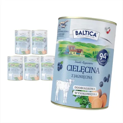 Produktbild von Baltica Kalbfleisch mit Lammfleisch 6x400g Duoprotein Nassfutter getreidefrei für Hunde