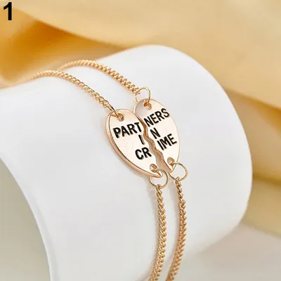 Produktbild von 2 Stück Damen-Armbänder mit gebrochenem Herz, Partner, beste Freundin, Schwestern, Geschenk-Gold