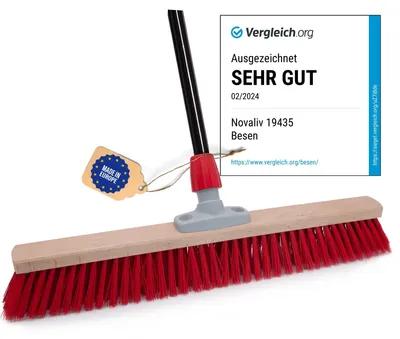 Produktbild von Novaliv Straßenbesen mit Stiel draußen 80 cm Elaston Borsten Ideal als Besen draußen Gartenbesen mit Stiel harte borsten Terassenbesen Hofbesen Stallbesen Kehrbesen Industriebesen Outdoor broom