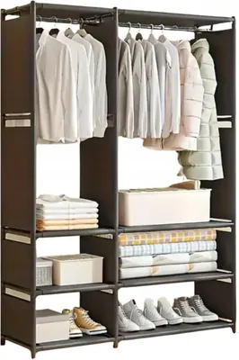 Produktbild von Materialschrank - Textilschrank - zusammenklappbarer Kleiderschrank - Regal für Schuhe und Kleidung - 170x95x36 cm