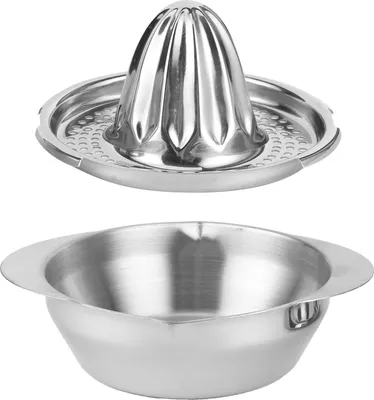 Image de Presse-agrumes manuel en acier inoxydable pour citrons et oranges, avec bol et passoire – ustensile de cuisine
