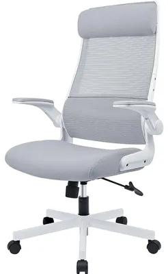 Ergonomischer Bürostuhl mit Kopfstütze, Mesh, klappbare Armlehnen