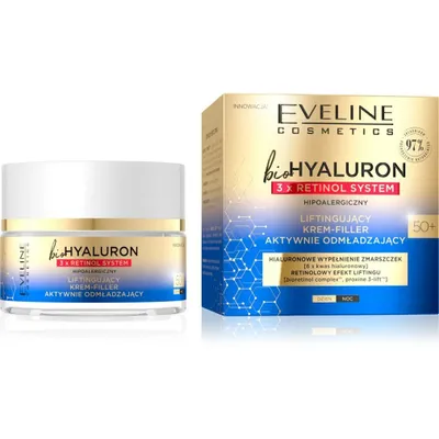 Obrázok produktu pre Eveline Cosmetics BioHyaluron 3 x Retinol Liftingujący krem-filler aktywnie odmładzający 50+, 50ml