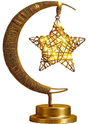 Image de Lampe de table LED d'ambiance en forme de lune, décorative, style bohème, 26 x 17 x 10 cm