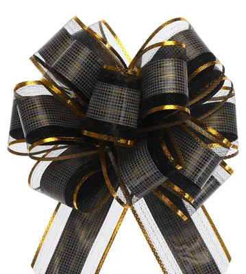 5 Organza-Geschenkschleifen, schwarz, 17,8 cm, für Geschenke & Deko