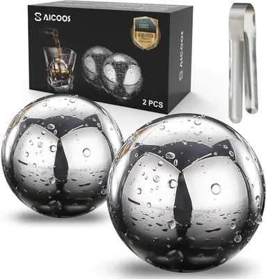 Productafbeelding van Herbruikbare metalen ijsblokjes voor dranken - Kerstcadeaus - Roestvrijstalen ijsballen - Verjaardagscadeaus voor mannen
