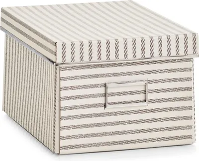 Produktbild von Zeller Aufbewahrungsbox Stripes Karton beige 15 x 28 x 15 cm