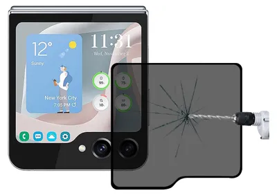 Image de Pour Samsung Galaxy Z Flip7 FE / Flip6 : verre de protection 3D en LCD intégral avec fonction de confidentialité, écran petit format
