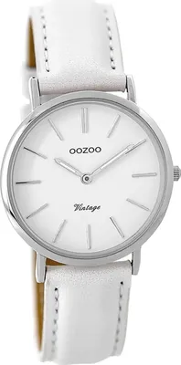 Produktbild von Oozoo Leder Damen Uhr Analog Quarzuhr Armband weiß Vintage Series D2UOC9313