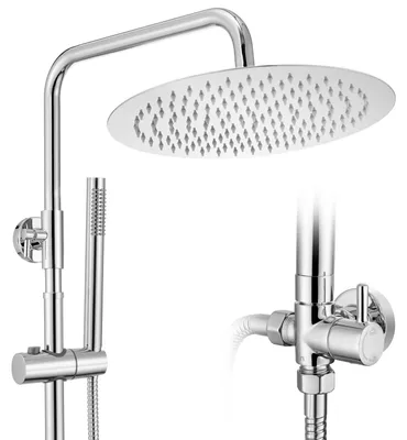 Imagen del producto de Columna de ducha con cabezal de ducha de lluvia de 25 x 25 cm, acero inoxidable