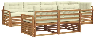 Immagine prodotto di vidaXL Set divani da esterno con cuscini 7 pezzi Naturale e Crema