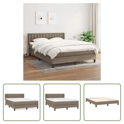 Produktbild von The Living Store Boxspringbett mit Matratze Taupe 140x190 cm Stoff