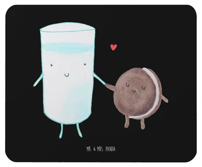 Produktbild von Mr. & Mrs. Panda Mousepad Milch Keks - Schwarz - Geschenk, Mouse Pad, pc, Lustige Sprüche, Cookie, Einladung Frühstück, laptop, computer, Mauspad, Kekse, Kaffee