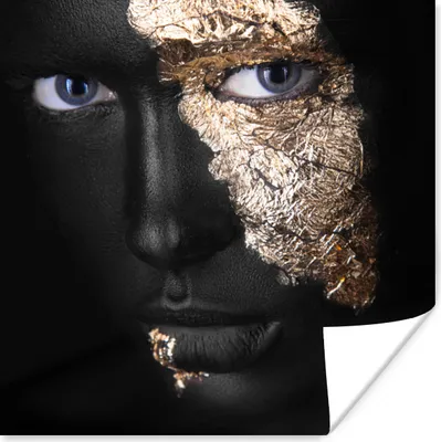 Produktbild von MuchoWow® Poster Frau - Gold - Schwarz 50x50 cm - Wohnzimmerdekoration