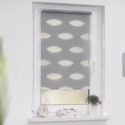 Obrázek produktu pro Roleta den a noc Lichtblick Elipsa bez vrtání 70 x 150 cm šedá včetně upínacích držáků