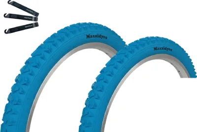 Obrázok produktu pre Maxxi4you 2 x bicyklová pneumatika HY-A109 v modrej farbe 57-559 (26" x 2,125) vrátane montážnej páky maxxi4you