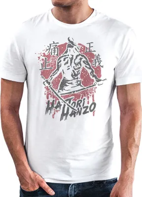 Produktbild von Neverless® Herren T-Shirt Samurai japanische Schriftzeichen Schriftzug Hattori Hanzo Fashion Streetstyle weiß 3XL
