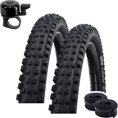 Immagine prodotto di 2 pneumatici per bicicletta Schwalbe Magic Mary Performance Addix neri 62-622 (29 x 2,40) + 2 camere d'aria Schwalbe AV19 incl. campanello per bicicletta