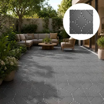 Produktbild von 11-teilig Terrassenfliesen Klickfliesen 30x30 cm, wetterfeste Balkonfliesen aus Kunststoff, Klicksystem für Terrasse & Balkon – Grau