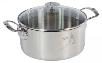 Schmortopf mit Deckel, Edelstahl, 6 L, Silber