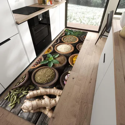 Produktbild von Küchenteppich 80x300cm rutschfest & abwischbar PVC Läufer - Verschiedene Gewürze
