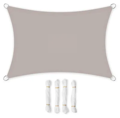 Productafbeelding van Zonnescherm, waterdicht, 3 x 5 meter - 93% UV-bescherming - Scheurbestendig polyester - RVS ringen - Versterkte hoeken - Geschikt voor terras/tuin/balkon - Schaduwdoek