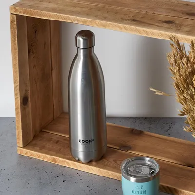 Produktbild von 1-Liter-Isolierflasche aus Edelstahl für den Transport