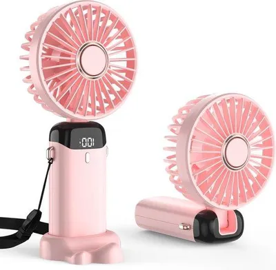 Obrázek produktu pro Kompaktní skládací ventilátor 5000 mAh, růžový, 5 rychlostí