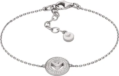 Zdjęcie produktu dla Emporio Armani EG3586040 Bransoletka damska srebrna z białymi cyrkoniami 18 cm