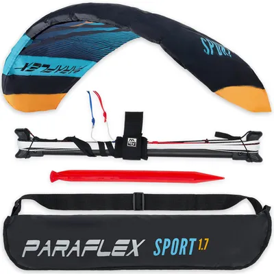 Lenkdrachen Paraflex Sport 1.7, türkis, 2 Leinen, Ready to Fly