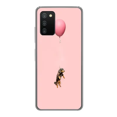 Produktbild von MuchoWow® Handyhülle Schutzhülle Hülle für Samsung Galaxy A03s Dackel schwebt durch einen Ballon nach oben Silikon Softcase Handy Hülle - Schutz