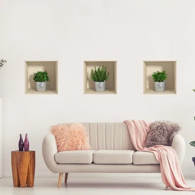 Image de Sticker mural 3D, effet plantes aromatiques – Autocollant 3D pour chambre à coucher/salon, trompe-l'œil – 40 x 120 cm