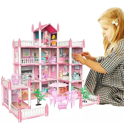 Produktbild von Puppenhaus für Mädchen Dollhouse Spielhaus Stadthaus 3D mit Licht pädagogisch