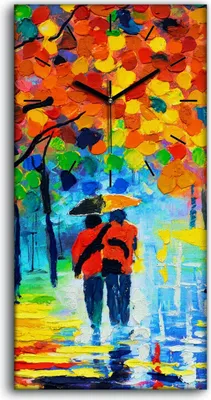 Produktbild von Wanduhr Bürouhr Leinwand Bild 30x60 bunte Straßenansicht moderne Kunst - schwarze Hände