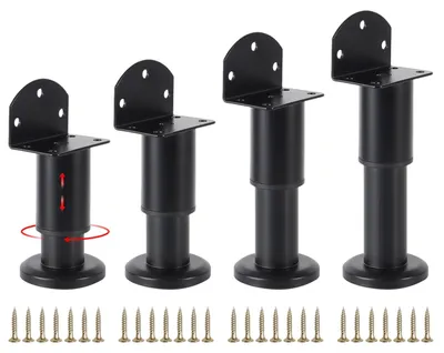 Immagine prodotto di Piedini per mobili regolabili - Piedini a L per mobili - 8 - 12 cm - Set da 4 pezzi - Nero