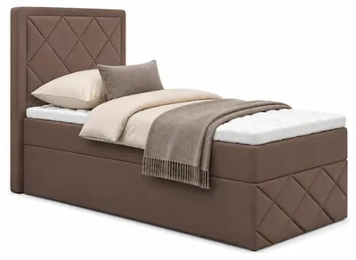 Produktbild von Bett, Boxspringbett DORMI MINI 3, 90x200 cm mit Bettkästen, Ohne Topper (Braun: Itaka 20)