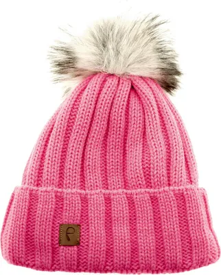 Produktbild von Faera Mütze zum Warmhalten im Herbst oder Winter Bommel-Mütze mit Futter Pink